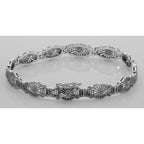 Detail view of Beautiful Victorian Style 3 Diamond Filigree Link Bracelet highlighting Diamond