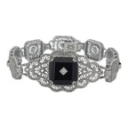 Victorian style, Diamond, sterling silver bracelets, front view