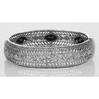 Detail view of Art Deco Style Filigree Bangle Bracelet Black Oynx Sterling Silver highlighting design details