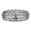 Victorian style, Amethyst, sterling silver bangles, front view