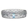 Victorian style, Blue Topaz, sterling silver bangles, front view