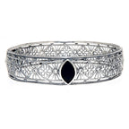 Victorian style, Garnet, sterling silver bangles, front view