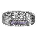 Art Deco style, Amethyst, Diamond, sterling silver bangles, front view