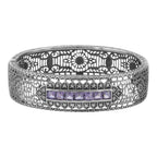 Art Deco style, Amethyst, Diamond, sterling silver bangles, front view