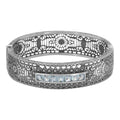 Art Deco style, Blue Topaz, Diamond, sterling silver bangles, front view