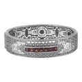 Art Deco style, Garnet, Diamond, sterling silver bangles, front view