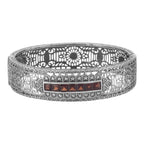 Art Deco style, Garnet, Diamond, sterling silver bangles, front view