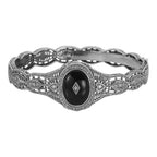 Victorian style, Diamond, Black Onyx, sterling silver bangles, front view
