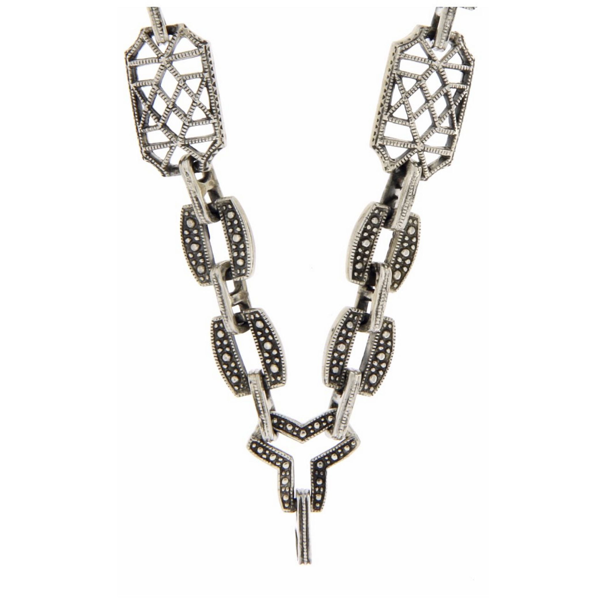 Victorian style, sterling silver chains, front view