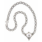 Detail view of Custom Victorian Style Camphor Glass Diamond Chain - 24 inches highlighting Diamond, Camphor Glass
