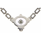 Back view of Custom Victorian Style Camphor Glass Diamond Chain - 18 inches showing 925 sterling silver hallmark and spring r