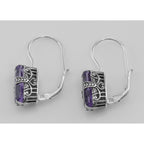 Back view of Amethyst Filigree Earrings showing 925 sterling silver hallmark and French wire hooks