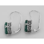 Back view of Green Onyx Filigree Earrings showing 925 sterling silver hallmark and French wire hooks