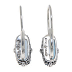 Back view of London Blue Topaz Filigree Earrings showing 925 sterling silver hallmark and French wire hooks