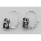 Back view of Smoky Topaz Filigree Earrings showing 925 sterling silver hallmark and French wire hooks