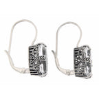 Back view of White Topaz Filigree Earrings showing 925 sterling silver hallmark and French wire hooks