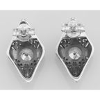 Back view of Classic Art Deco Style Filigree White Topaz Earrings showing 925 sterling silver hallmark and French wire hooks