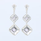 Back view of Art Deco Style Amethyst Two Tiered Earrings showing 925 sterling silver hallmark and French wire hooks