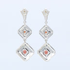 Back view of Art Deco Style Garnet Two Tiered Earrings showing 925 sterling silver hallmark and French wire hooks