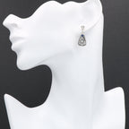 Detail view of Art Deco Blue Sapphire and White Topaz Filigree Earrings highlighting filigree detail