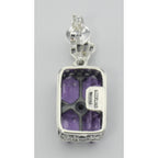 Detail view of Art Deco Style Amethyst w/ Diamond Earrings highlighting amethyst detail