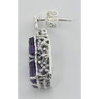 Back view of Art Deco Style Amethyst w/ Diamond Earrings showing 925 sterling silver hallmark and French wire hooks