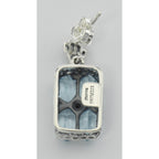 Detail view of Art Deco Style Blue Topaz w/ Diamond Earrings highlighting topaz detail