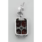 Detail view of Art Deco Style Garnet and Diamond Earrings highlighting garnet detail