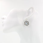 Detail view of Art Deco Style Blue Topaz Filigree Earrings highlighting filigree detail