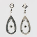 Back view of Sunray Crystal and Marcasite Filigree Earrings showing 925 sterling silver hallmark and French wire hooks