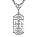 Art Deco style, Diamond, Camphor Glass, sterling silver necklaces, front view
