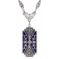 Art Deco style, Diamond, Lapis, sterling silver necklaces, front view
