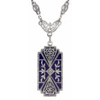 Art Deco style, Diamond, Lapis, sterling silver necklaces, front view