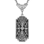 Art Deco style, Diamond, Black Onyx, sterling silver necklaces, front view