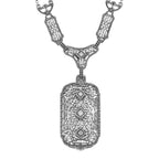 Victorian style, White Topaz, sterling silver necklaces, front view