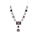 Art Deco style, Amethyst, Onyx, sterling silver necklaces, front view