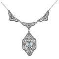 Victorian style, Blue Topaz, sterling silver necklaces, front view