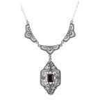 Victorian style, Garnet, sterling silver necklaces, front view