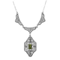 Victorian style, Peridot, sterling silver necklaces, front view