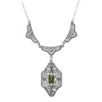 Victorian style, Peridot, sterling silver necklaces, front view