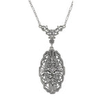 Victorian style, Cubic Zirconia, sterling silver necklaces, front view