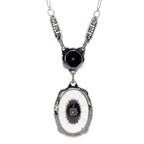 Back view of Sunray Crystal / Camphor Glass Jet Diamond Necklace showing 925 sterling silver hallmark and spring ring clasp