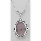 Back view of Amethyst Sunray Crystal Diamond Necklace showing 925 sterling silver hallmark and spring ring clasp