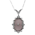 Amethyst, Diamond, sterling silver necklaces, front view