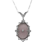 Amethyst, Diamond, sterling silver necklaces, front view