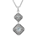 Art Deco style, Blue Topaz, sterling silver necklaces, front view