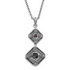 Art Deco style, Garnet, sterling silver necklaces, front view