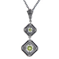 Art Deco style, Peridot, sterling silver necklaces, front view
