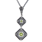Art Deco style, Peridot, sterling silver necklaces, front view