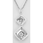 Back view of Art Deco White Topaz Filigree Necklace 18 Inch Chain Sterling Silver showing 925 sterling silver hallmark and sp